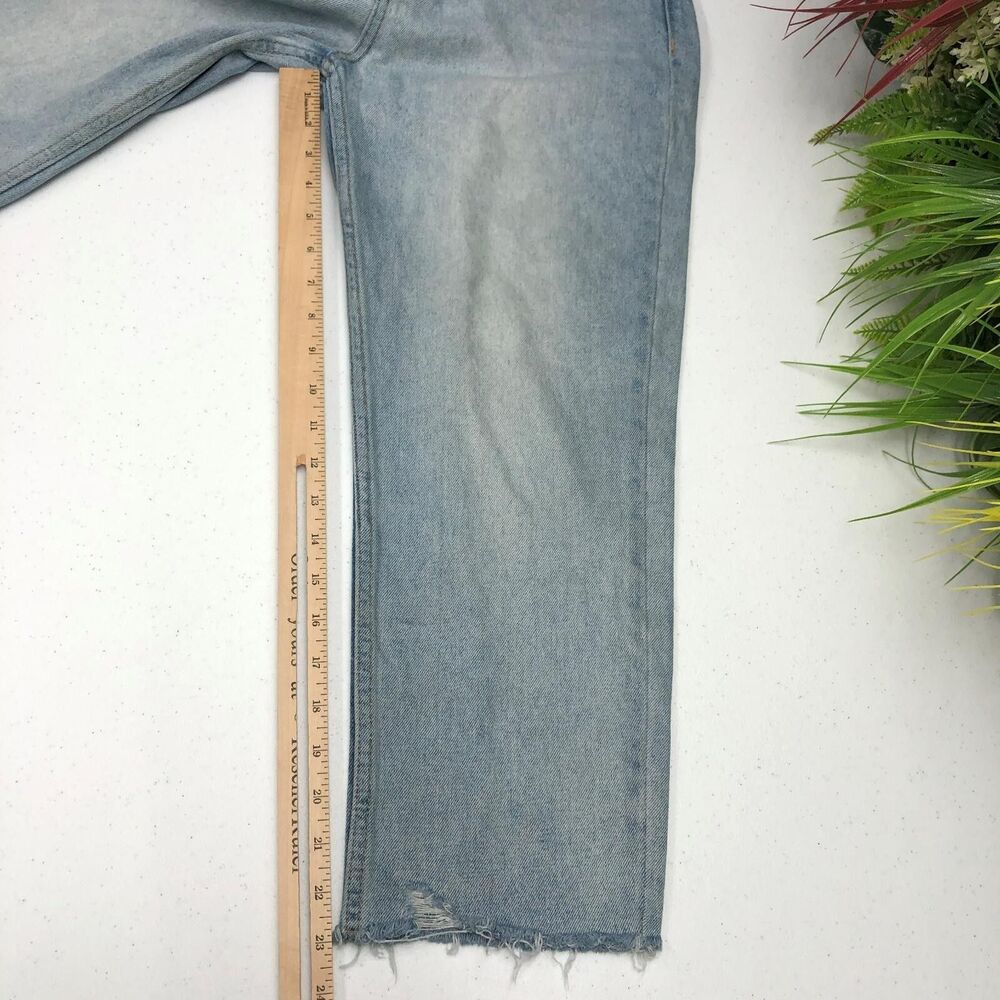 Twelve Jeans Womens 28 Blue High Rise Straight Crop Raw Hem Distressed Denim - Picture 8 of 13